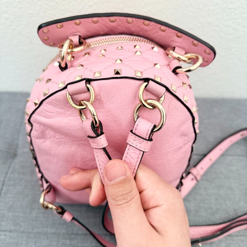 Authentic Valentino Pink Rockstud Mini Backpack Bag - Picture 9 of 12